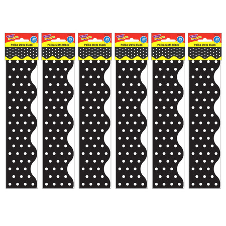 TREND ENTERPRISES Polka Dots Black Terrific Trimmers®, 39 Feet/Pack, PK6 T92671